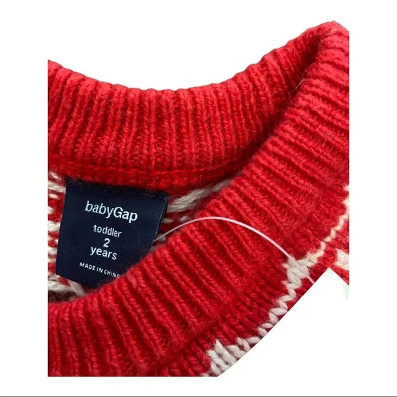 NWT Baby GAP Red FAIR ISLE Sweater GIRLS 2 2T - Picture 3 of 6
